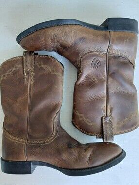 Ariat Heritage Roper Western Cowboy Boots Brown Leather Women US 8.5 Distressed